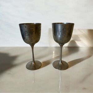 Two Vintage German Silver Wine Goblets